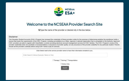 Provider Search Screen Capture