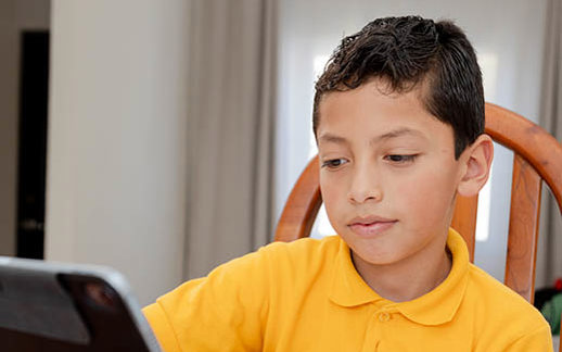 Student Laptop Yellow Shirt